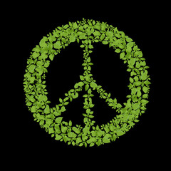 Green plant peace symbol.