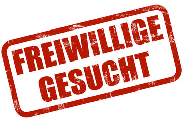 Grunge Stempel rot FREIWILLIGE GESUCHT