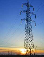 Ravenna, transmission lines at sunset.