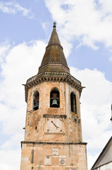 Fototapeta na wymiar Old european bell tower with clock