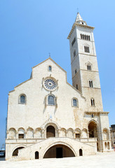 Fototapeta na wymiar Fasada katedry w Trani z dzwonnicą