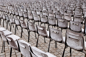 Multiple chairs at St Peter's square. Vatican, Rome (Italy)