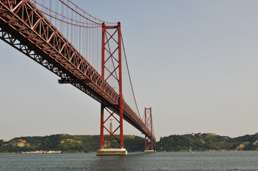 Salazar bridge or 25th of April Bridge in Lisbon (Portugal)