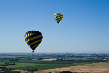 Aerial landscape: view from hot air balloon