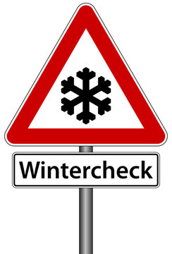 Wintercheck Schild Zeichen Frost Winter check