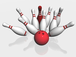 3d render of bowling on white background