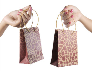 woman hand carrying shopping bags