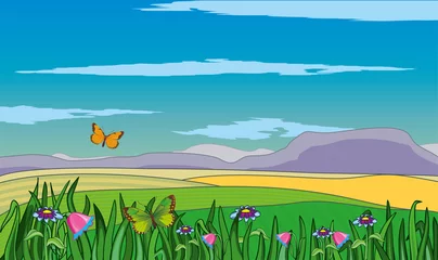 Poster Vlinders landschap