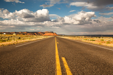 Empty road in desert in Arizona in USA