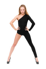 Fototapeta premium Young woman posing against isolated white background