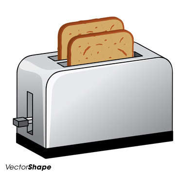 Kitchen bread toaster with fresh toasted bread inside
