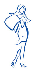 woman standing with the shopping bag