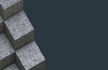 3d render of cubical mosaic cube surface