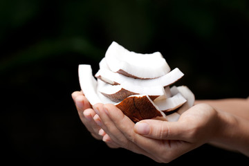 Coconut in hands