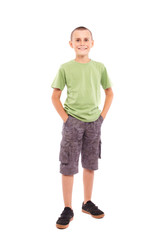 Fototapeta premium Child standing, isolated on white background