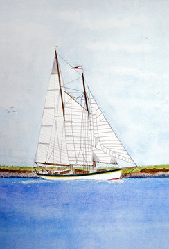 sailing in watercolor