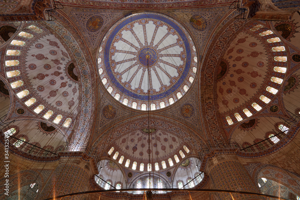 Wall mural Sultan Ahmed Mosque (Blue Mosque) in Istanbul, Turkey