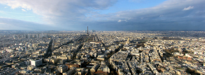 panorama of paris with a tower eiffel