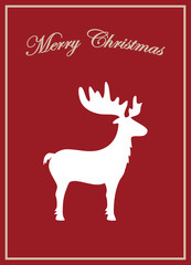 Fototapeta na wymiar Christmas card red Merry Christmas reindeer