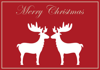 Christmas postcard red Merry Christmas reindeer