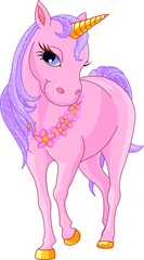Selbstklebende Fototapete Pony Schönes rosa Einhorn