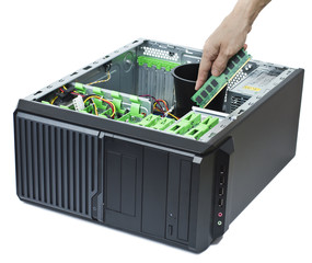 inserting memory into open computer