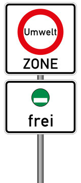 Umweltzone Verkehrszeichen Vektor Feinstaubplakette nur grüne