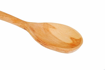 Old wooden spoon, isolated on white background