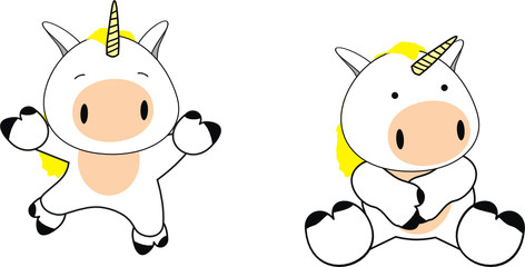 unicorn baby cartoon pack in vector format 