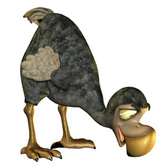Dodo als Cartoon bei der Nahrungsaufnahme