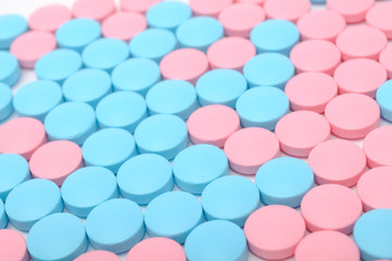 Blue and Pink Pills Close-up
