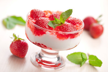 dessert with fresh strawberries