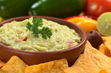 Fresh homemade guacamole, a Mexican sauce