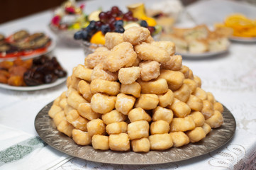 Baursak. Traditional tatar sweet dessert.