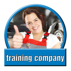 Female apprentice shows thump up for excellent training