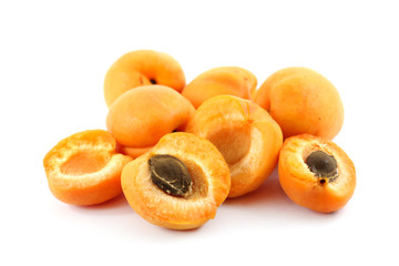Apricots on white background
