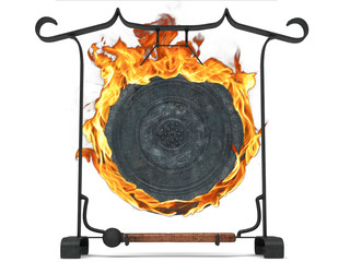 gong percussioni strumento musicale giapponese fiamme