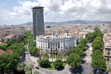 Vue aérienne des Ramblas au centre de Barcelone, Espagne