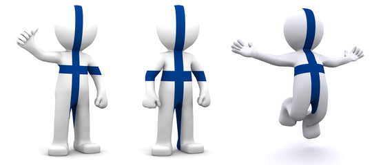 3d character textured with flag of Finland