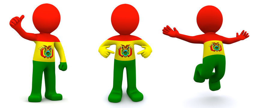 3d character textured with flag of Bolivia