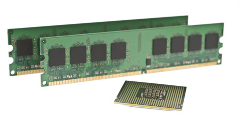 two ddr2 memory modules and a cpu