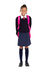 female primary school student on white