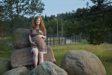 pregnant girl with a flower