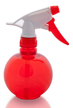 empty spray bottles isolated on white background