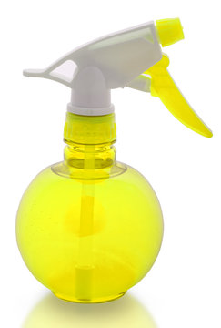 empty spray bottles isolated on white background