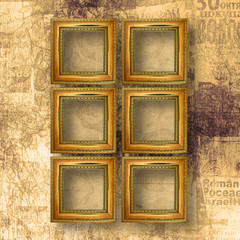 Fototapeta premium Old wooden frames for photo on the abstract paper background