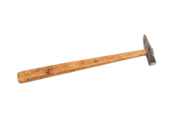 Small rusty hammer, isolated on white background