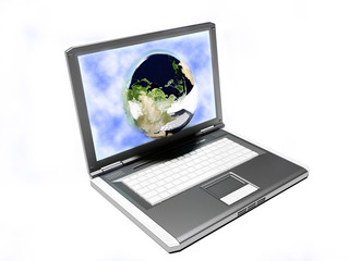 Laptop and our Earth, internet
