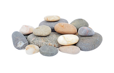Fototapeta na wymiar Pile of pebble stone, isolated on white background
