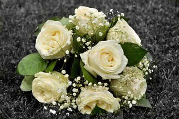 Elegant white rose wedding bouquet